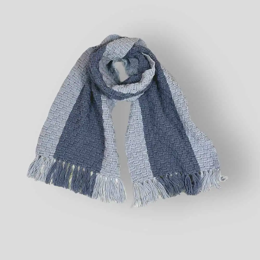 Khăn len choàng cổ Nam họa tiết sọc phối màu Xanh lam - anh 1