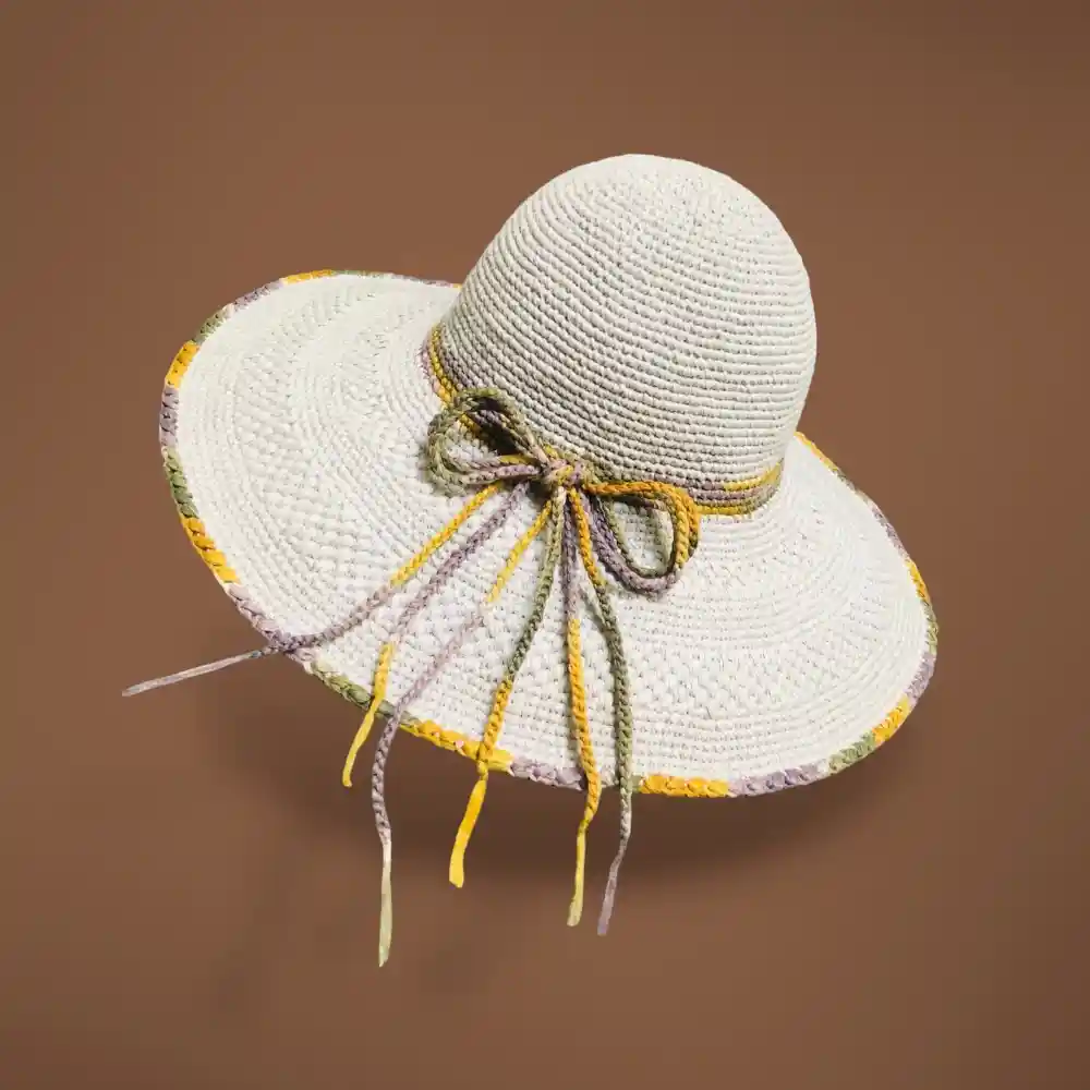 Nón len họa tiết viền đơn giản rộng vành - anh 1