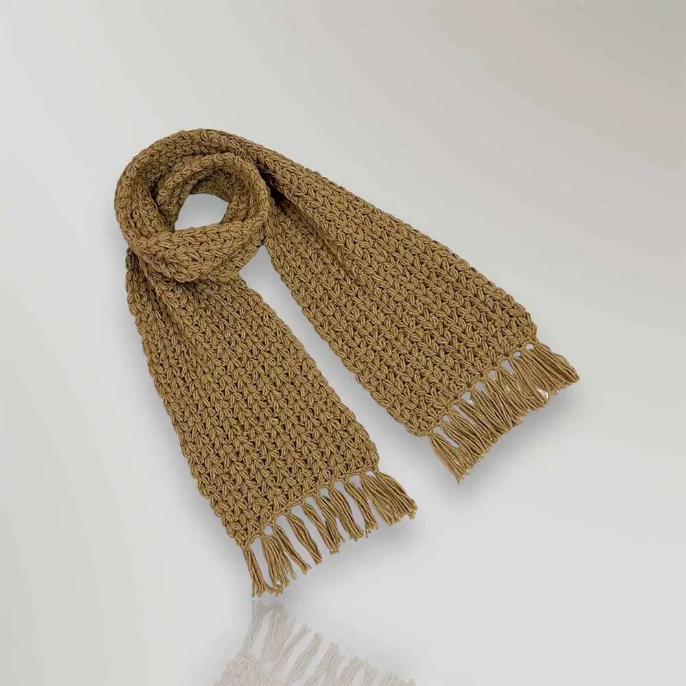 Khăn len choàng cổ Nam nâu vàng họa tiết trái tim - anh 1