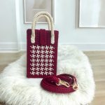 Túi đeo chéo hoạ tiết Houndstooth có quai 4