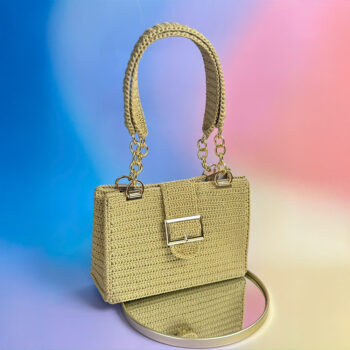 Túi len móc nữ dáng satchel nắp gập